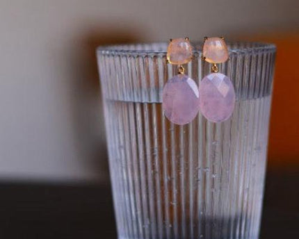 Romantische rozenkwarts Crystal -oorbellen