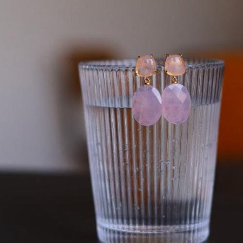 Romantische rozenkwarts Crystal -oorbellen