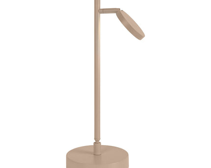 LED Draadloos tafellicht "Lupa", 45 cm hoog, gemaakt van gelakte aluminium (matte amandelen, pantone 481 c) en wit plastic, LED geïntegreerde, dimbare, aanraaksensor.