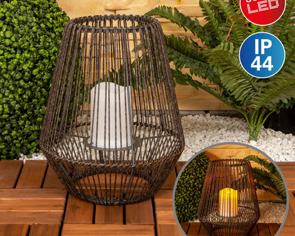 LED Solar Lamp "Plasto" Ø 26 cm buiten gemaakt van bruin metaal en plastic
