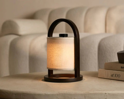 River Donkerbruine Draadloze Houten Lamp – Oplaadbaar & Dimbaar
