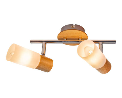2 Wandplafondspot "Todtnau", metaal, hout en plastic, E14, 39 cm lang