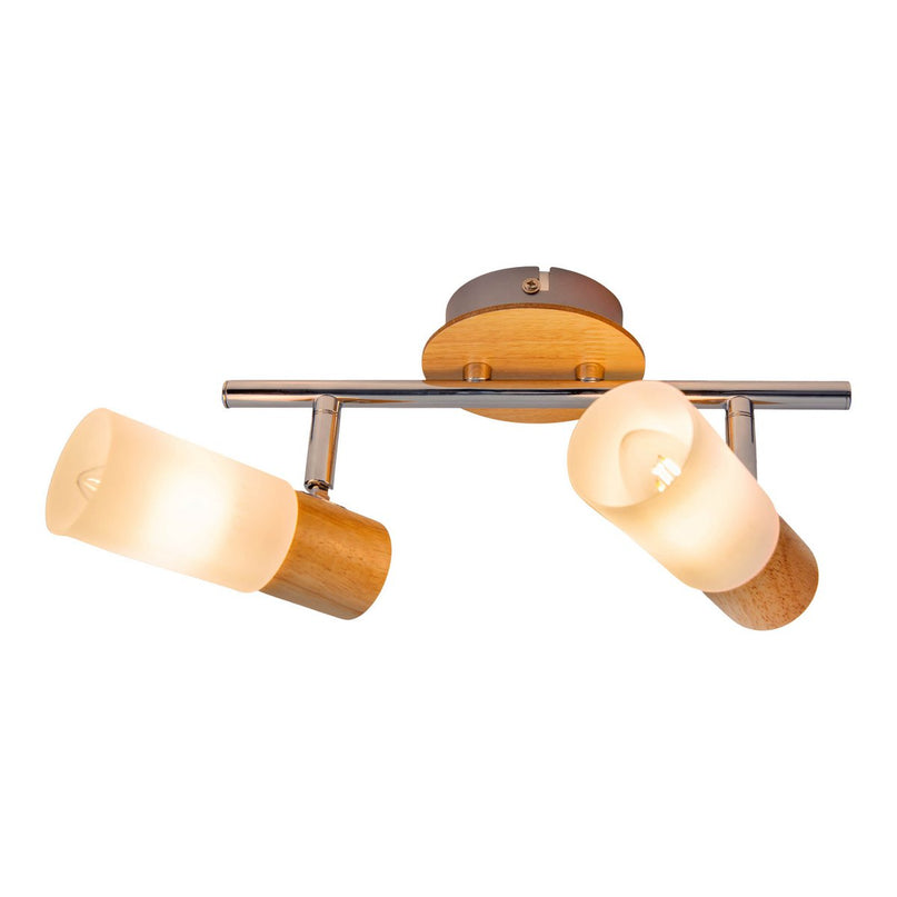 2 Wandplafondspot "Todtnau", metaal, hout en plastic, E14, 39 cm lang