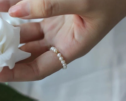 Elegante parelkralenringen, rekbaar