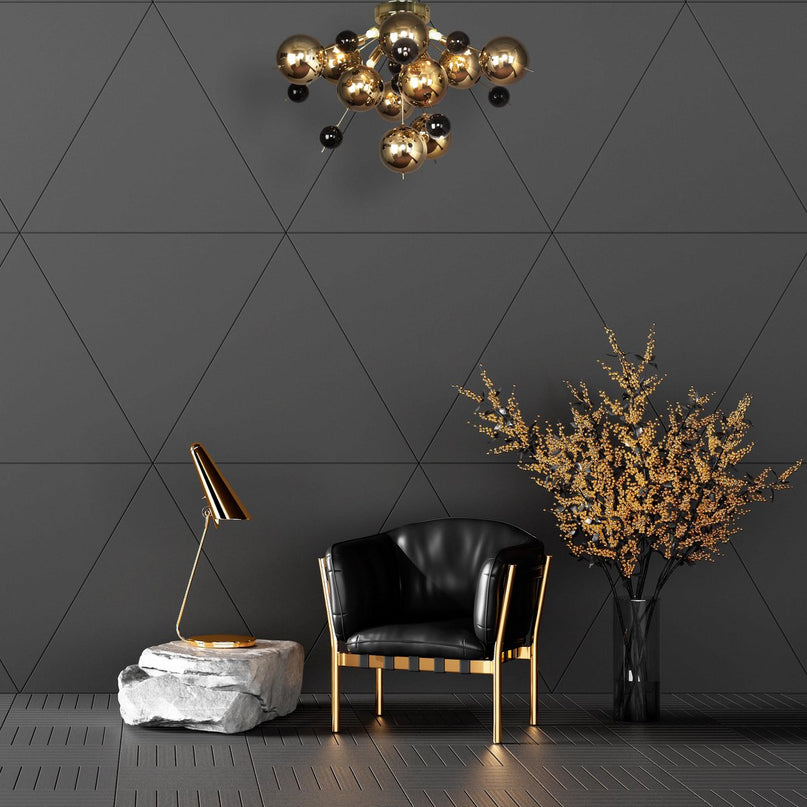 Plafondlamp "explosie" goud gemaakt van metaal en glas, G9 -versies, plafondlamp voor eetkamer, woonkamer, gang of kantoor, Ø57 cm