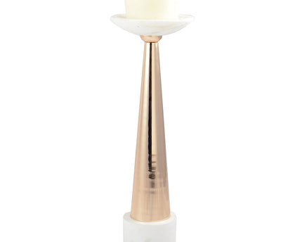 Witte en vergulde roze marmeren knop 12x12x42cm