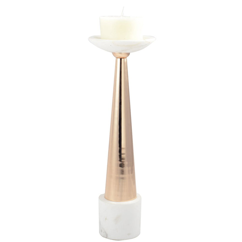 Witte en vergulde roze marmeren knop 12x12x42cm