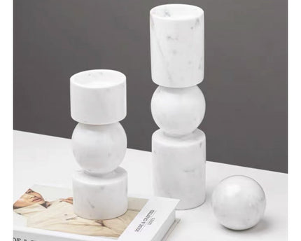 KANDELAAR | MARBLE | WHITE S H19.5cm*W8cm D 8cm