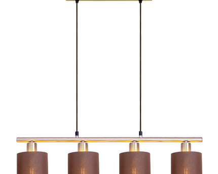 4 hanger lamp "maron" gemaakt van metalen satine-meter met stof paraplu's in bruin, met E14-aansluiting, lamp voor woonkamer of eetkamer, 71,5 x 12 cm