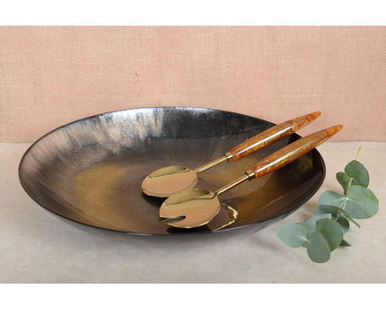 Bestek met goud en oranje salade 29 cm
