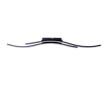 LED -plafondlamp "Onda", plafondlamp gemaakt van metaal en plastic in zwart, met stevig ingebouwde LED's, LED van het plafondlicht, 96 cm lang
