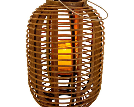 Decollicht "Korbinian" inclusief Solar Led Candle voor tuin en terras, zonnelamp gemaakt van bruin rotan, hoogte 32 cm