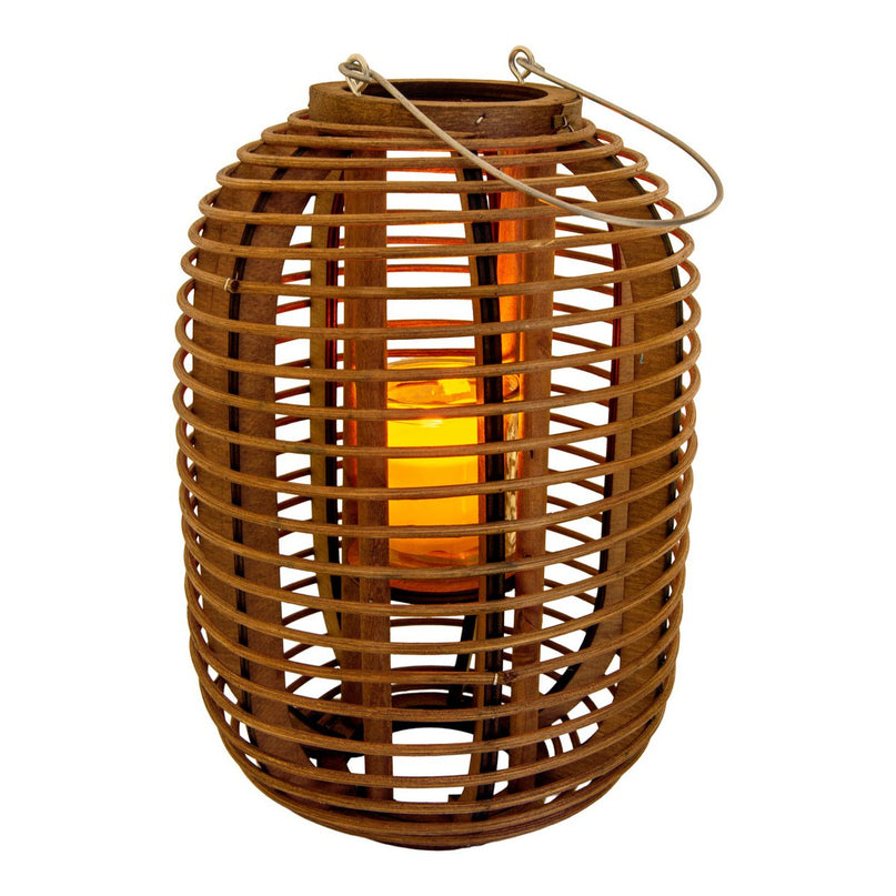 Decollicht "Korbinian" inclusief Solar Led Candle voor tuin en terras, zonnelamp gemaakt van bruin rotan, hoogte 32 cm