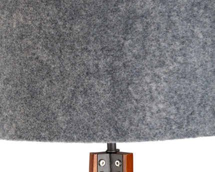 Staande lamp "Filco" Ø Ca. 45 cm, 147 cm hoog, gemaakt van hout en plastic in bruin en grijs, voor E27, voor woonkamer, slaapkamer en eetkamer