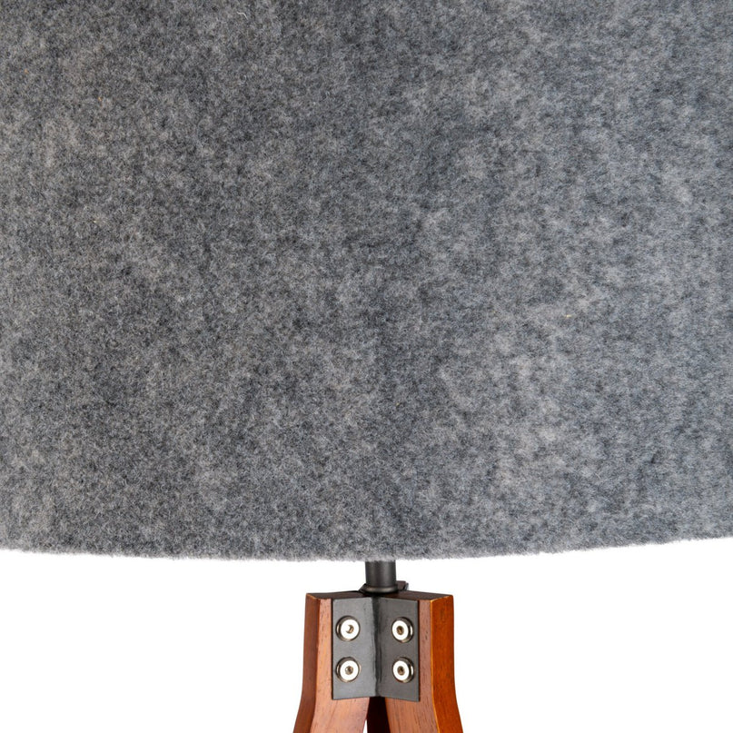 Staande lamp "Filco" Ø Ca. 45 cm, 147 cm hoog, gemaakt van hout en plastic in bruin en grijs, voor E27, voor woonkamer, slaapkamer en eetkamer