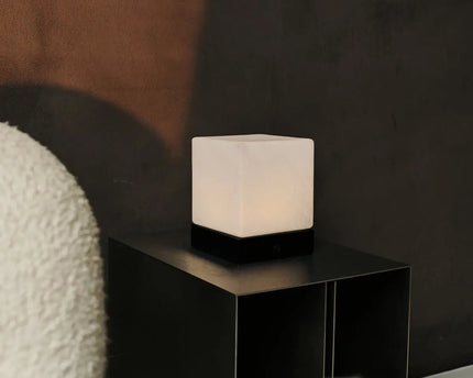 YCE Black Draadloze houten lamp met bevroren glas-oplaadbare, dimbare, 100-uur batterij
