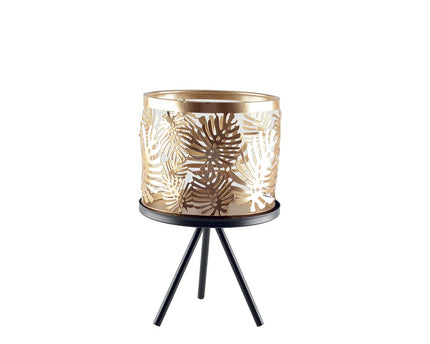 Metaalplantondersteuning met gouden vaas H.22.5 cm