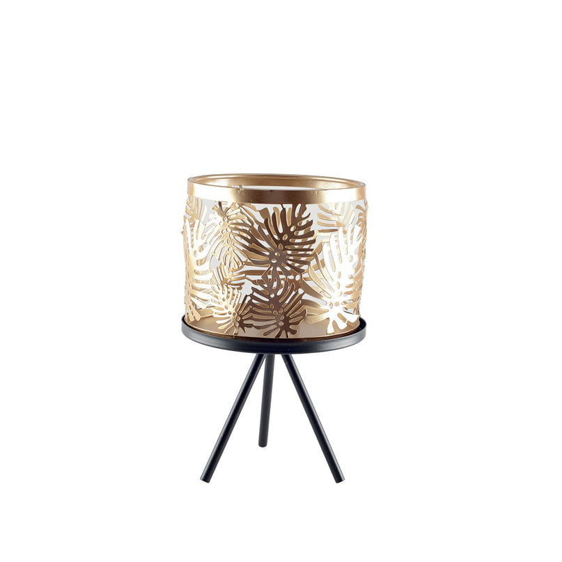 Metaalplantondersteuning met gouden vaas H.22.5 cm