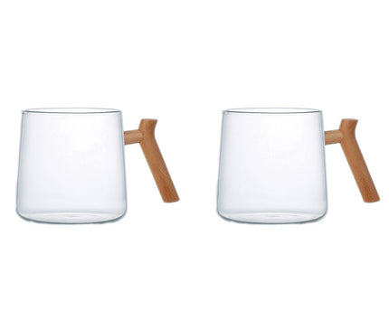 Glazen mokken met houten handgreep - veel van 2