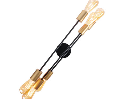 Plafondlicht "Modo" 6-flame gemaakt van metaal in zwart, versies goud, E27-aansluiting, plafondlamp voor woonkamer, eetkamer, keuken, gang, gang of kantoor met een Øvon 54,5 cm