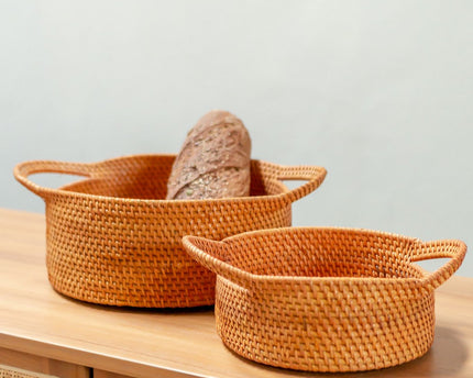 Kleine rotan opbergmand Decoratieve mand SUWARI (2 maten), geweldig als Breasmand of fruitschaal