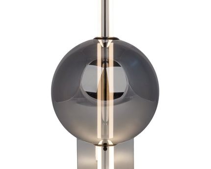 LED -wandlamp "Nova" chroom gemaakt van metaal en rookglas, met geïntegreerde LED, 31,3 cm hoog