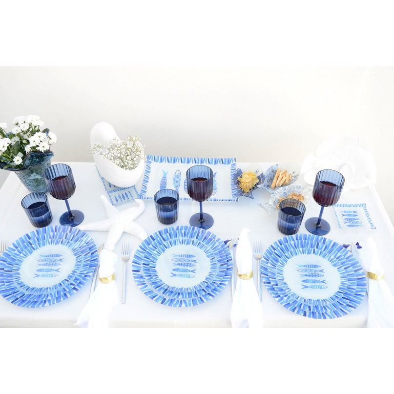 Blue Fish Presentation Plate 30x30x2.2cm
