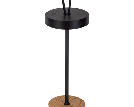 LED -batterijtafellamp magnetisch voor buiten en binnen, gemaakt van metaal en plastic in zwart, 36 cm hoog