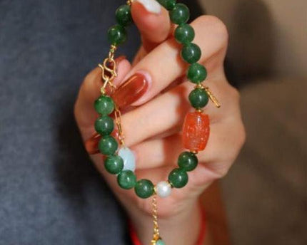 Hetian jade kralen Tibetaanse totemarmband