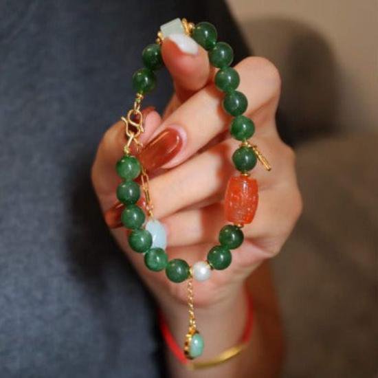 Hetian jade kralen Tibetaanse totemarmband
