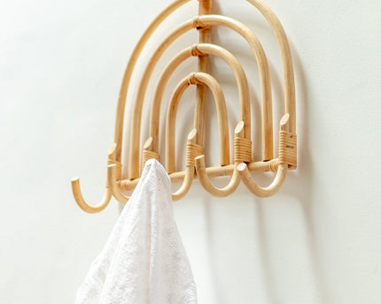 Rotan Kapstok Kapstokken Beige Wandhaken MAKU (2 maten)