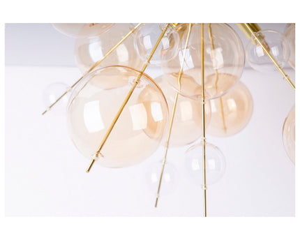 Plafondlamp "explosie" Amber gemaakt van metaal en glas, G9 -versies, plafondlamp voor eetkamer, woonkamer, gang of kantoor, Ø57 cm
