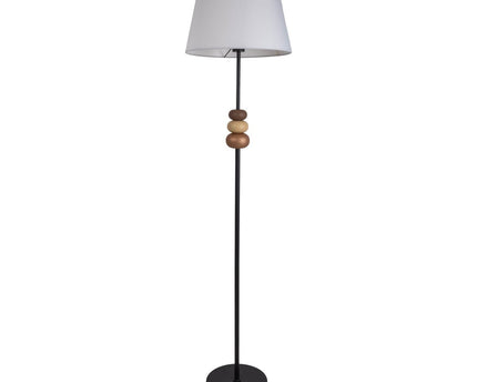 Staande lamp "Elina" 155 cm hoog, Ø 38 cm, metaal in zwart/bruin, tekstblazer in wit, E27