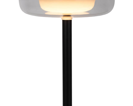 Noteloze tabletlamp "PASI" voor buiten en binnen, gemaakt van metaal en plastic in zwart, dimbaar, met aanraking en geheugenfunctie, ca. 26 cm hoog