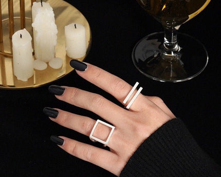 Sterling zilveren en gouden vermeil vierkante ring met opvallende look