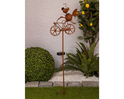 LED Solar Earth Skeer Skeer Brown H: 88cm, voor buiten, metaal en plastic aarde spies in bruin, met geïntegreerde LED