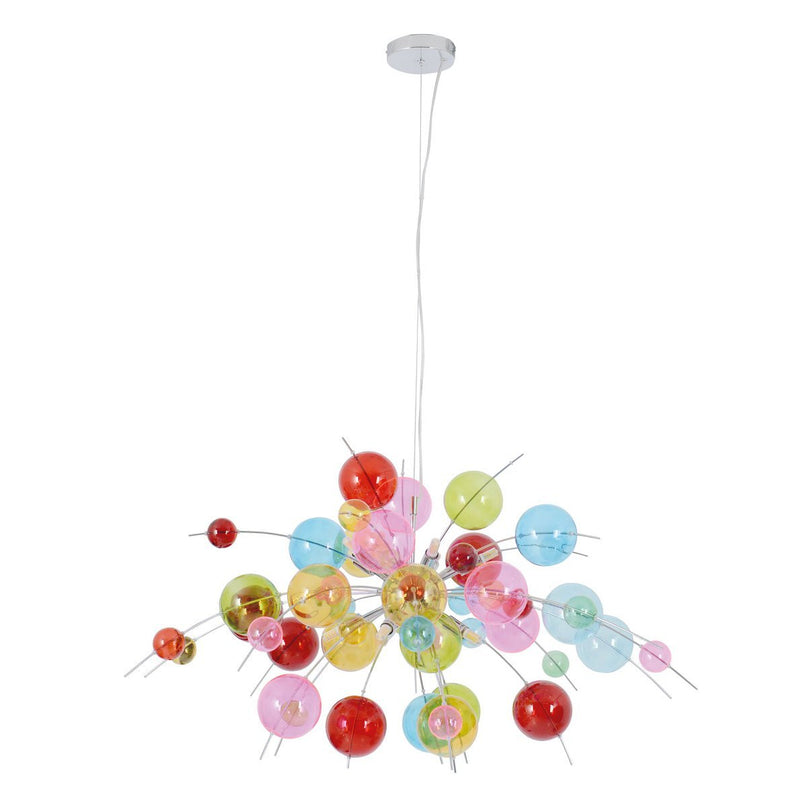 Hanger lamp "explosie" gekleurd gemaakt van metaal en glas, G9 -versies, hangende lamp voor eetkamer, woonkamer, hal of kantoor, Øca. 98 cm