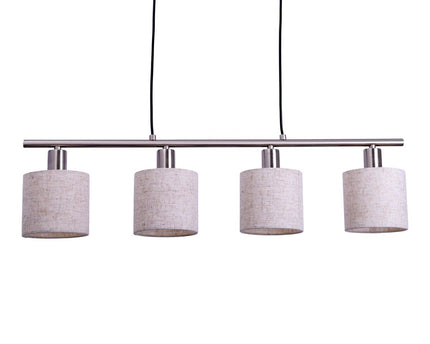 4 hanger lamp "maron" gemaakt van metalen satin mat met stof paraplu's in de natuur, met E14-aansluiting, lamp voor woonkamer of eetkamer, 71,5 x 12 cm