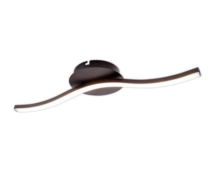 LED-wand/plafondlicht "Onda", metalen plafondlamp en plastic in het zwart, met stevig ingebouwde LED's, verlichting voor woonkamer, kantoor of nachtkastje 45 cm lang