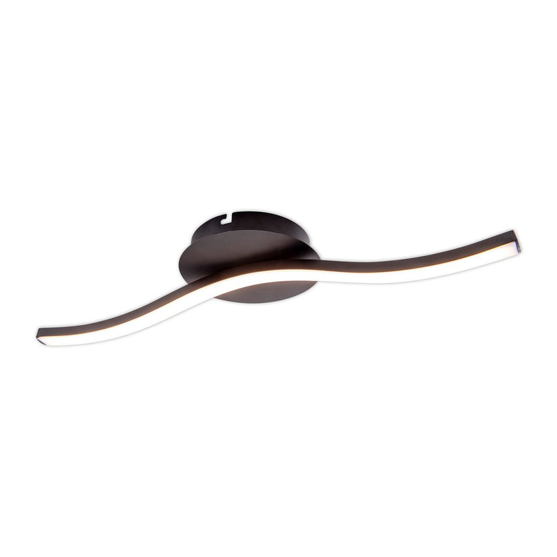 LED-wand/plafondlicht "Onda", metalen plafondlamp en plastic in het zwart, met stevig ingebouwde LED's, verlichting voor woonkamer, kantoor of nachtkastje 45 cm lang