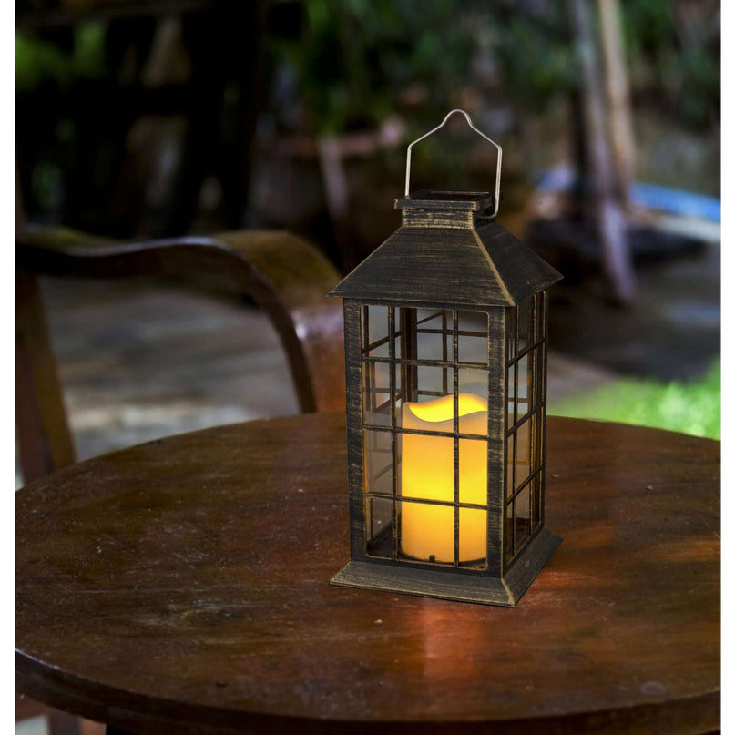 Set van 2 LED-sierlampen op zonne-energie (lantaarns) h:27.5cm