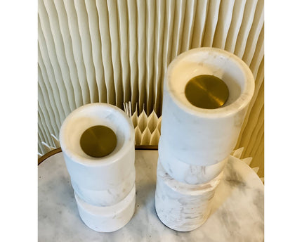 KANDELAAR | MARBLE | WHITE M H29.5cm*W8cm D 8cm Reversible for flower arrangement