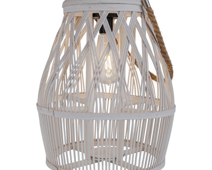 Led Solar Decolor "Korbinian" voor de tuin en het terras gemaakt van hout en rattan in de natuur, zonnelamp 34 cm hoog