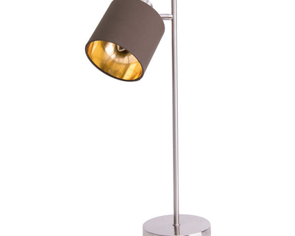 Tafellamp "Maron" gemaakt van metaal-satine-meter met stof paraplu's in bruin, met E14-aansluiting, lamp voor woonkamer, eetkamer, gang en kantoor, tafellamp 51 cm hoog