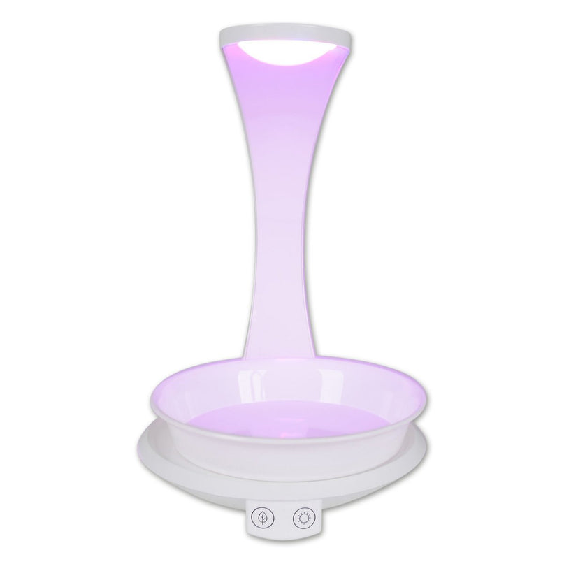 LED -plantentablet Licht 24 cm hoog, gemaakt van metaal en plastic in het wit, met geïntegreerde LED