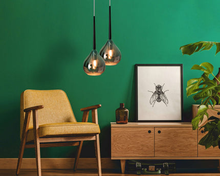 Hanger lamp "vaso", hanglamp gemaakt van metaal en rookglas in antraciet, met E14 -versie, voor eetkamer, woonkamer, hal of kantoor, met een Øvon 16 cm