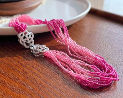 Gevlochten choker met cat's oogstenen kralen - Camille sluiting