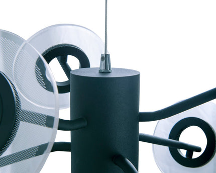 Led hanglamp "discus" gemaakt van zwart metaal en wit plastic met stevig gebouwd -in LED's, hangende lamp voor eetkamer, woonkamer, gang of kantoor met een Øvon ca. 57 cm