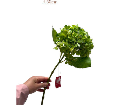 Artificial flowers Hydrangea Macrophylla Green | Zijden kunstbloem | Lengte 50 1pcs