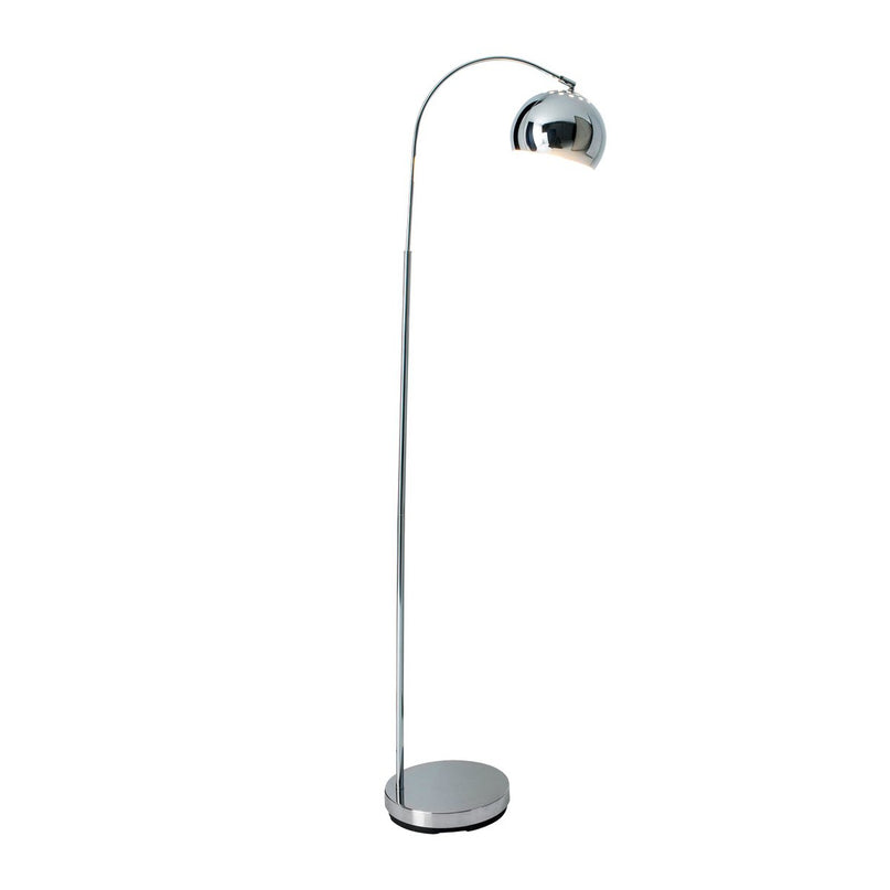 Staande lamp "stijl", retro klassieke vloerlamp met boog gemaakt van chroomkleurig metaal met, E27-aansluiting, 146 cm hoog, ideaal voor eetkamer, woonkamer en kantoor.
